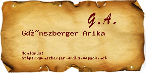 Günszberger Arika névjegykártya
